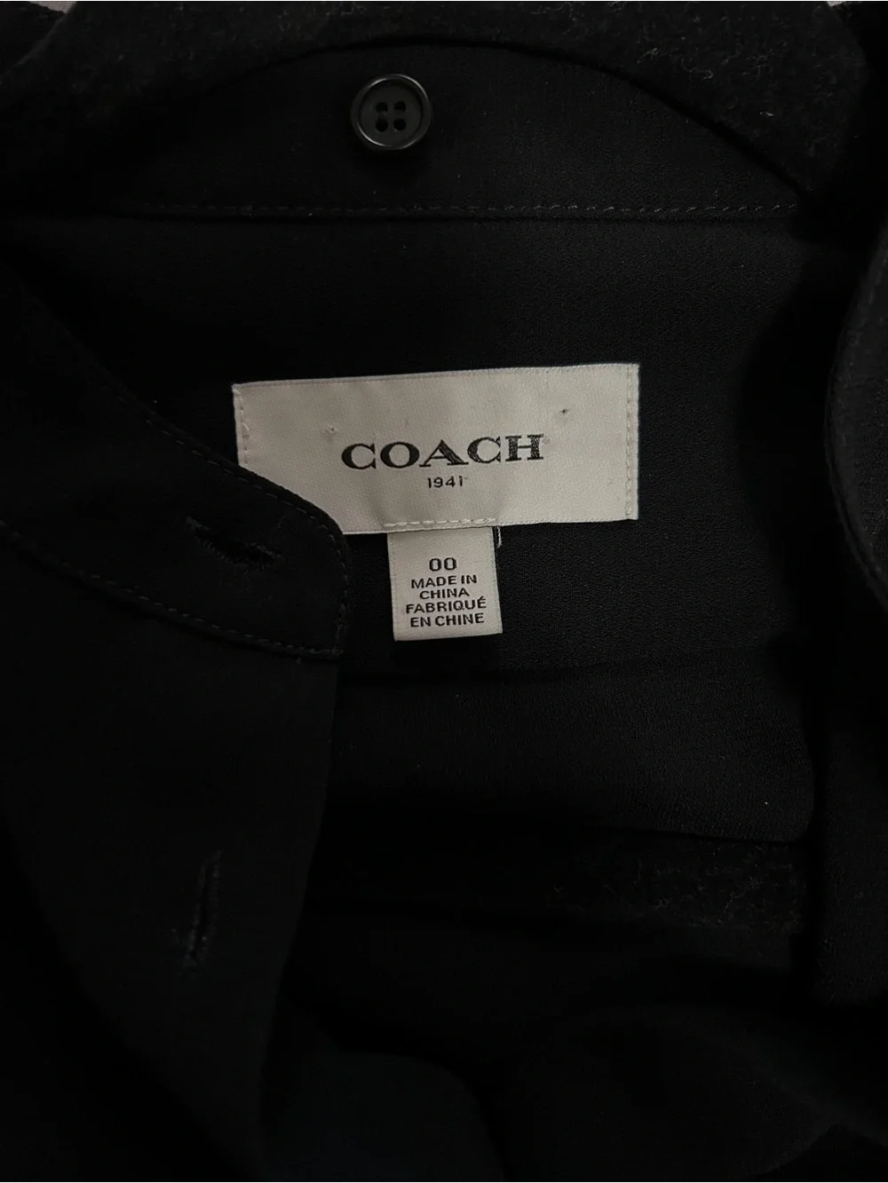 COACH Button Up Mandarin Collar Shirt Dress Black - Picture 4 of 9